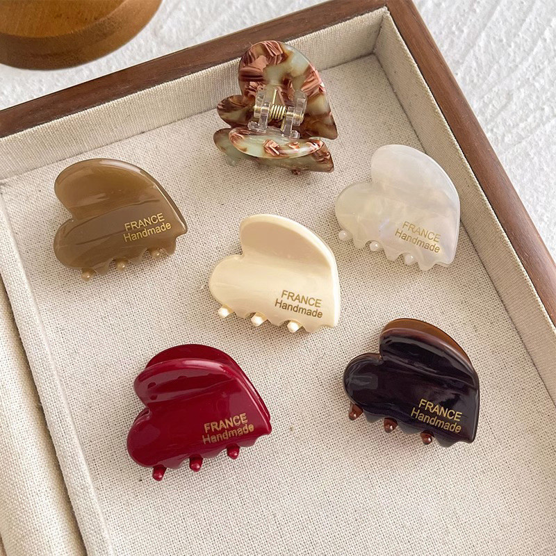 Acetate Small Love Heart กิ๊บติดผมผู้หญิง Delicate Premium น่ารักคลิปด้านข้างเครื่องประดับผมเรียบง่าย