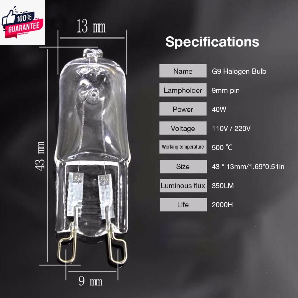 ekapab inter G9 หลอดไฟเตาอ 220-240V 40W. ทนอุณหภูมิสูง สีวอมไวท์  /1ชิ้น