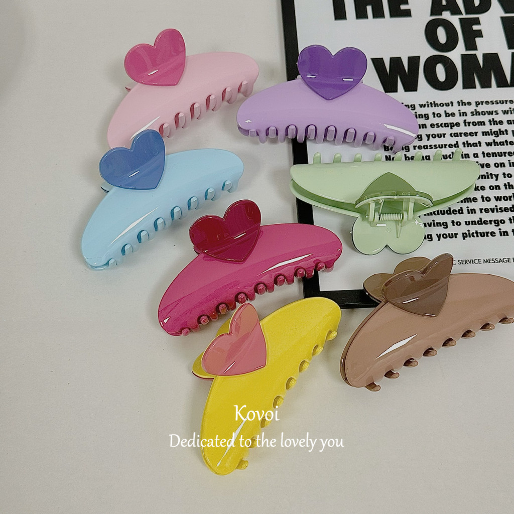 Kovoi/dopamine~cream Love Grab Clip Back Head Hair Shark Clip กิ๊บติดผม High-End Hair Grab