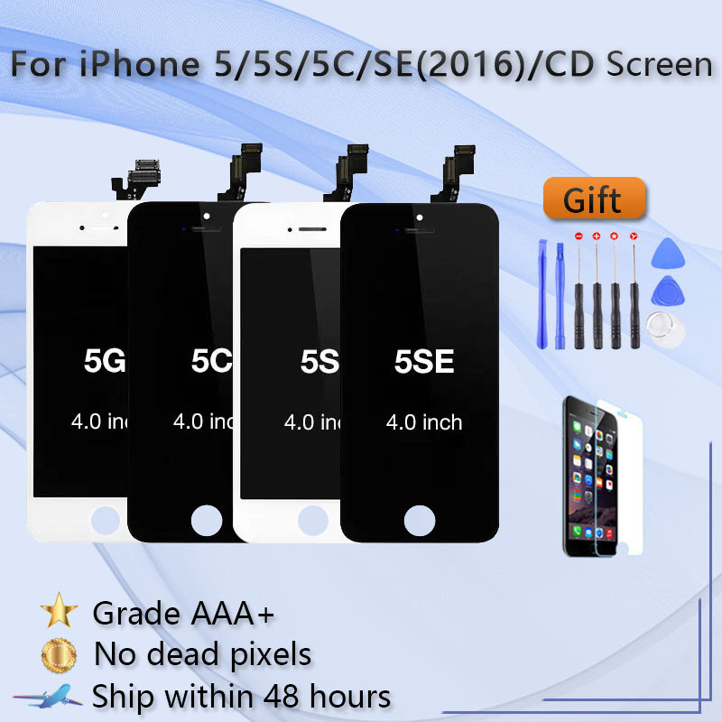 100% ทดสอบหน้าจอ LCD สําหรับ iPhone 5 5S 5C 5SE SE 2016 จอแสดงผล Touch Screen Digitizer Assembly เปล