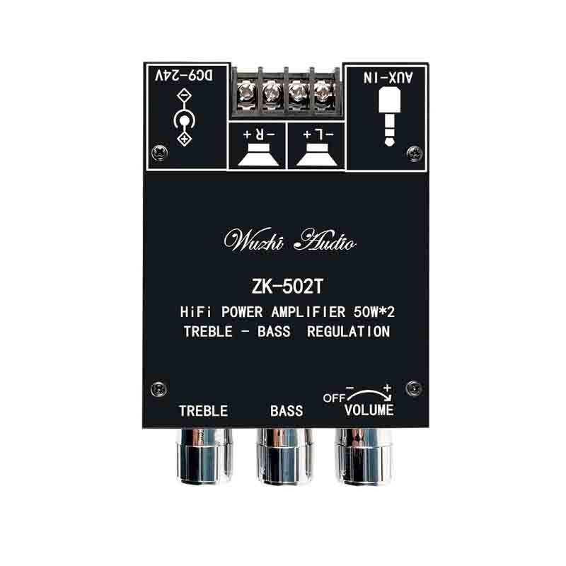 ZK-502T 50WX2 ความถี่สูงและต่ําปรับด้านหน้า-end เครื่องขยายเสียงโมดูลซับวูฟเฟอร์ BT 5.0 dual channel