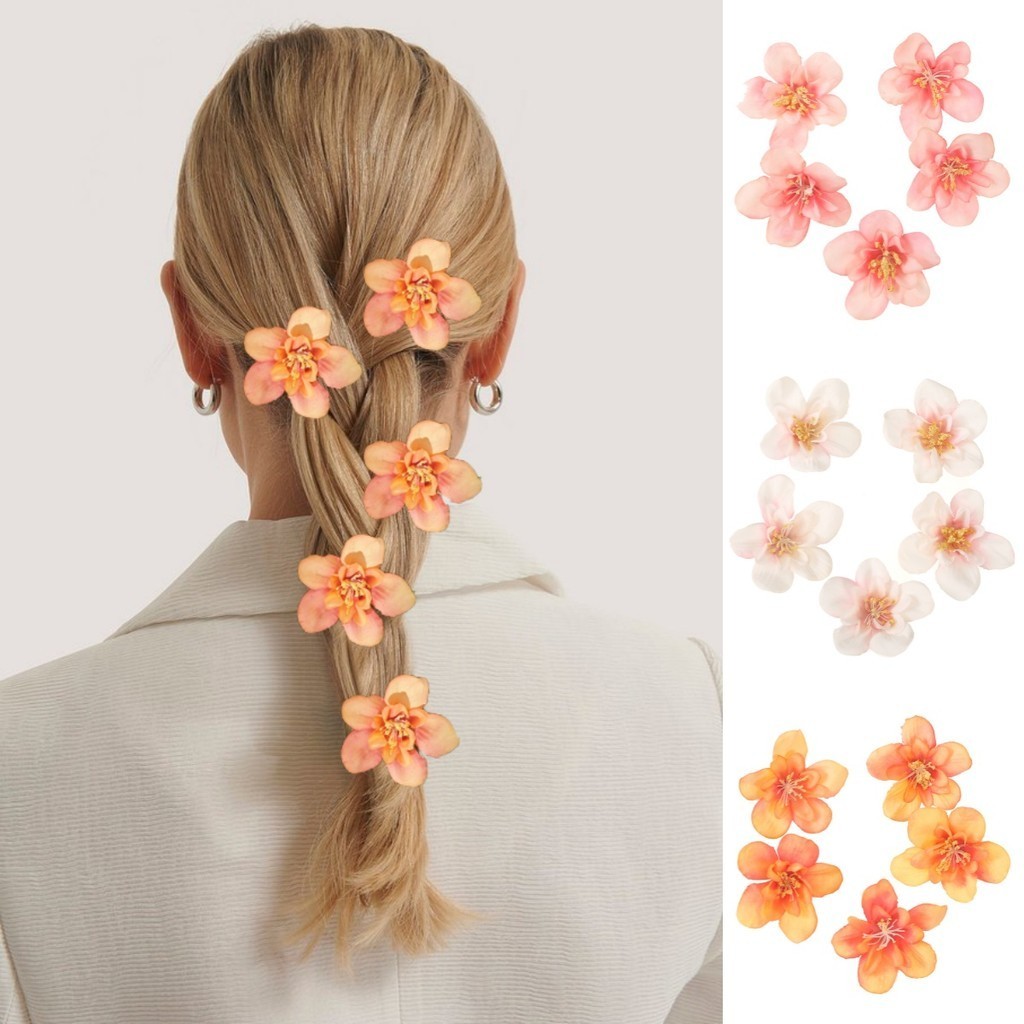 5 ชิ้น/เซ็ต AWAYTR กิ๊บติดผมดอกไม้ปลอมจําลองใหม่สําหรับผู้หญิงเครื่องประดับผมที่ทันสมัยและสง่างาม