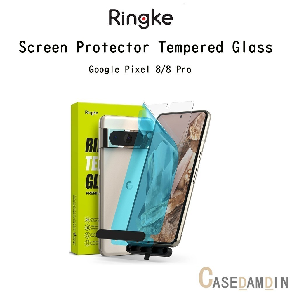 Ringke Screen Protector Tempered Glass กระจกกันรอยเต็มจอแบบใสเกรดพรีเมี่ยมจากเกาหลี สำหรับ Google Pixel 8/8 Pro (2แผ่น)