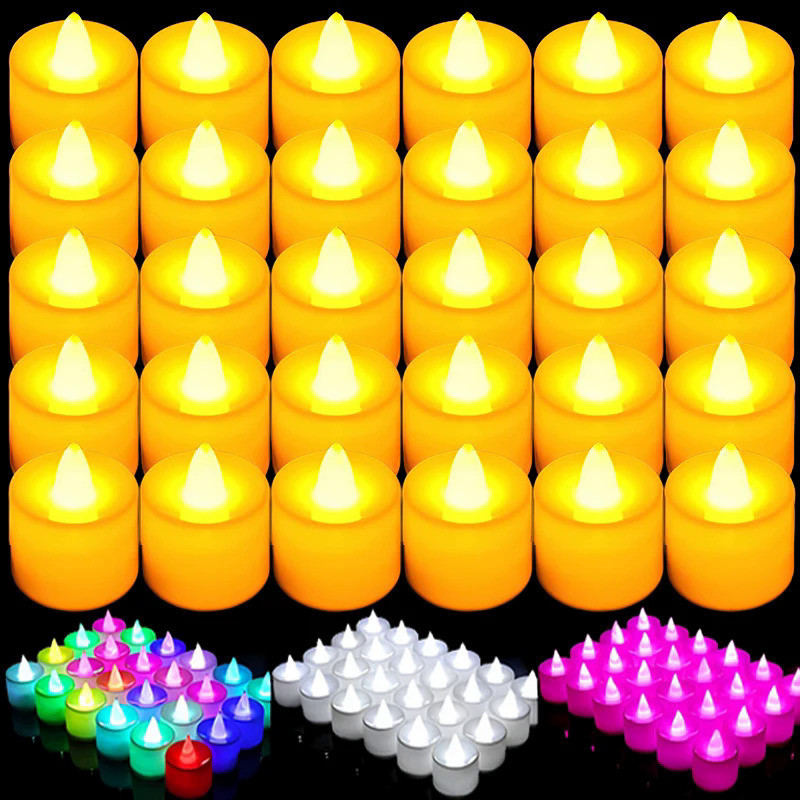 2/12Pcs Colorful LED Candles Battery Operated Flameless Tealight Fake Candles Lamp Wedding Birthday 