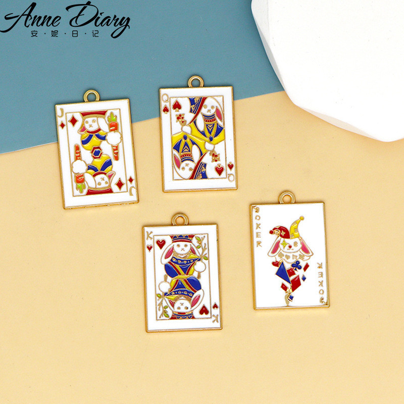2 ชิ้น/ล็อตสแควร์แผ่นเล่นไพ่ Joker Big Ace สัตว์โลหะผสมเคลือบจี้อุปกรณ์เสริม Charms สําหรับผู้หญิง, Key Chain/ต่างหู/สร้อยคอจี้ทําด้วยมือ DIY เครื่องประดับ 204