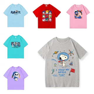 ราคาถูก🔥 เสื้อยืดแขนสั้น เสื้อชายหญิง แฟชั่น เสื้อยืดคอกลม ผ้านิ่มใส่สบาย แบบคละลาย