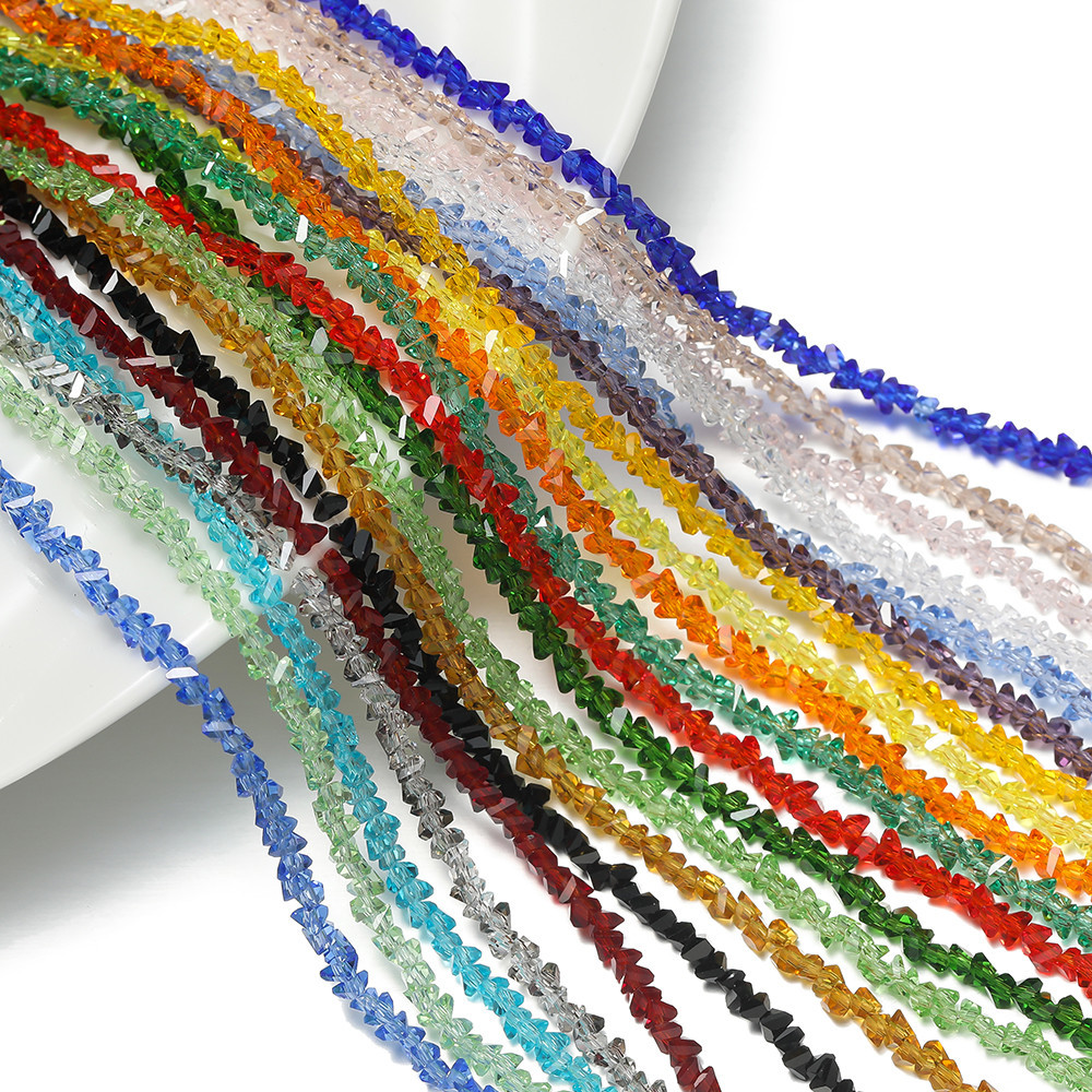 St. kunkka 50-100 ชิ้น 2 มิลลิเมตรแก้วสามเหลี่ยมลูกปัดกระจกสีคริสตัลเพชรลูกปัดสําหรับ DIY สร้อยข้อมือสร้อยคอจี้ทํา
