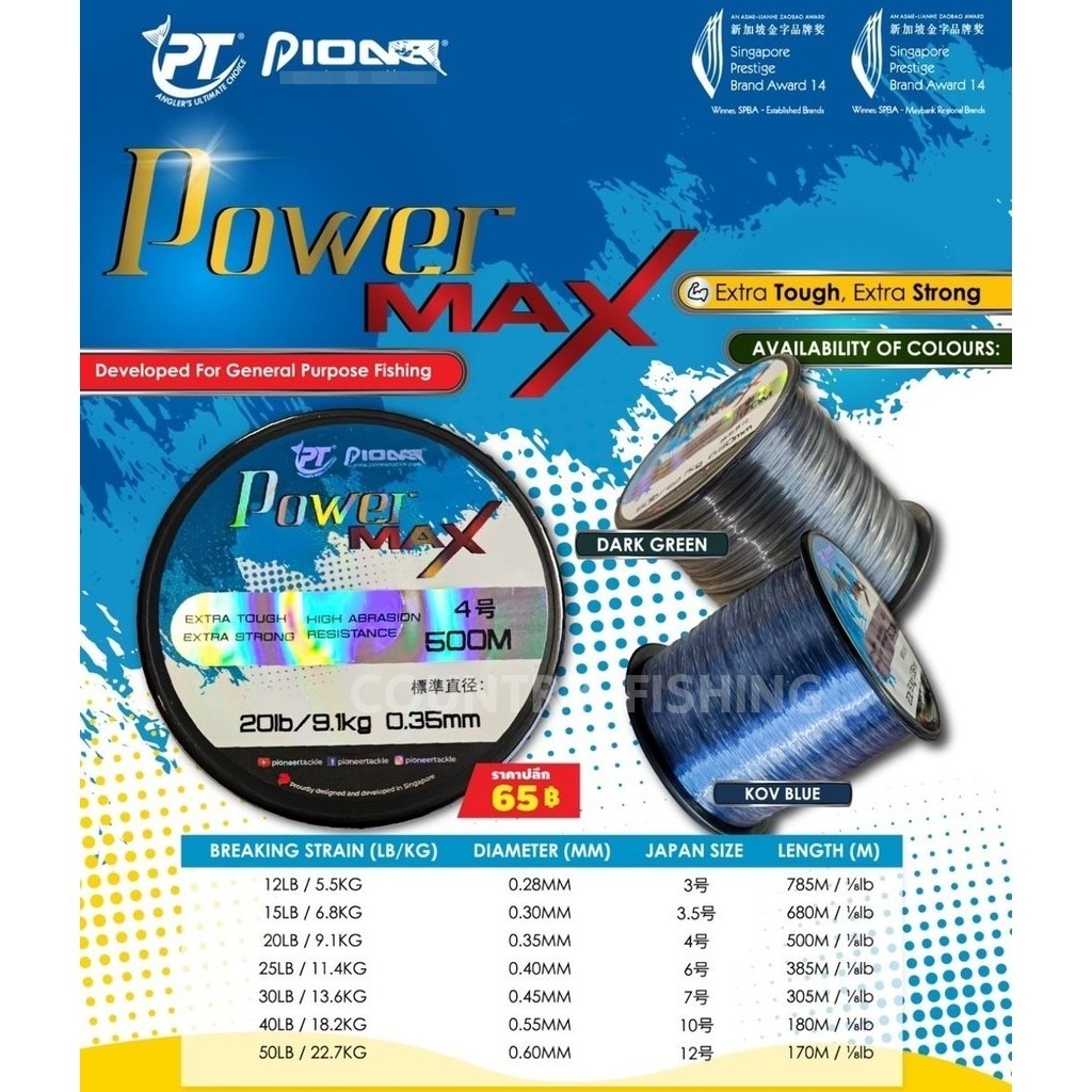 สายเอ็นโหลด Pioneer POWER MAX สี DARK GREEN / KOV BLUE แข็งแรง คุณภาพดี ราคาประหยัด