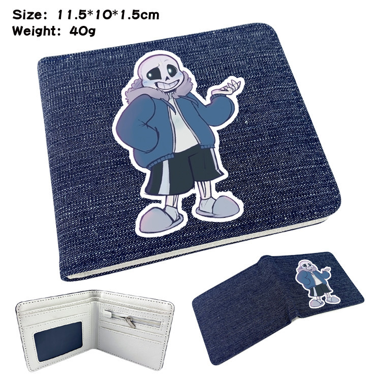 Underple Sans การ์ตูนอุปกรณ์ต่อพ่วง Denim Casual ID กระเป๋าสตางค์ใบสั้นกระเป๋าเงินเหรียญเยาวชนของขวัญนักเรียน