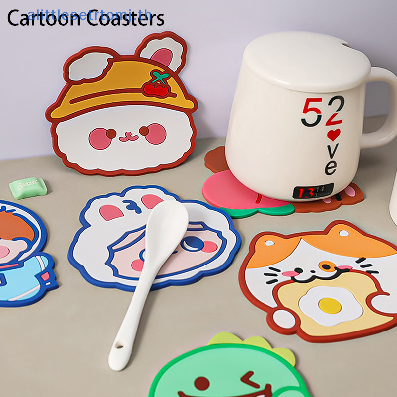 Alittlese การ์ตูนซิลิโคนกันลื่น Coaster ถ้วยผู้ถือชากาแฟเครื่องดื่มร้อนถ้วย Mat Coasters ฉนวน Pad Placemat สําหรับห้องครัว TH