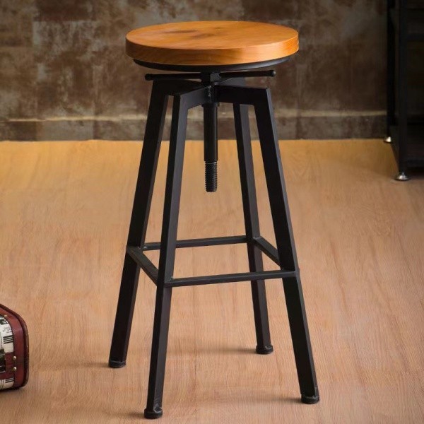 Ghouse Online PULITO เก้าอี้บาร์ เบาะไม้ ปรับระดับความสูงได้ รุ่น BC-012BK ขนาด 34×34x63~83ซม. สีดำ 