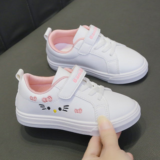 สาวรองเท้าผ้าใบเด็กรองเท้าลําลองสีขาวนักเรียนเจ้าหญิงรองเท้าแบนแฟชั่นเสื้อผ้าเด็ก