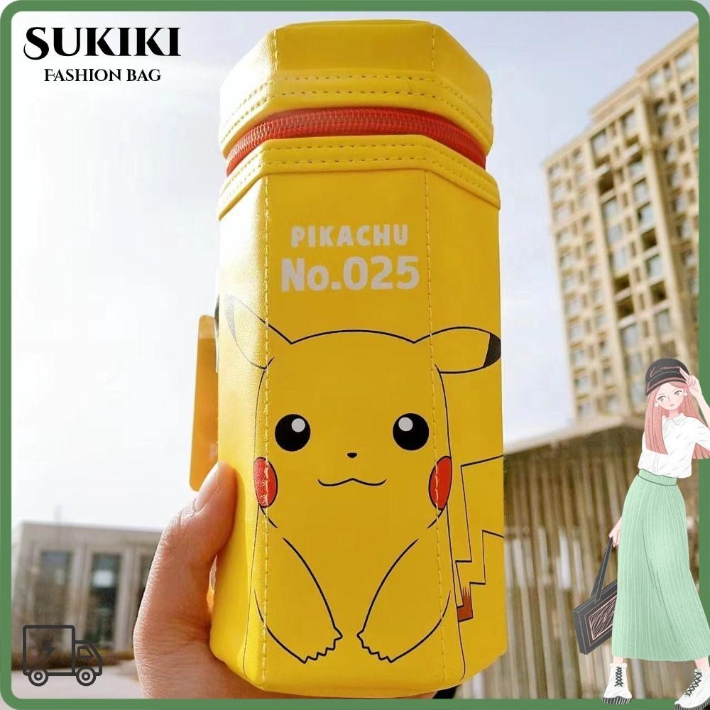 ดินสอ SUKIKI, กระเป๋าใส่ปากกาหกเหลี่ยมอเนกประสงค์, ที่ใส่ปากกา Pokémon Pikachu ความจุขนาดใหญ่ที่สร้างสรรค์อุปกรณ์นักเรียน