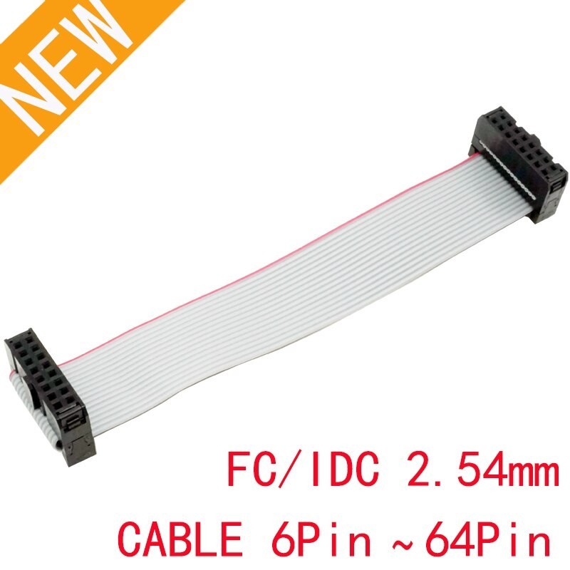 FC/IDC 2.54MM pitch FC-6/8/10/14/16/20/30/40/50/64 PIN JTAG ISP DOWNLOAD CABLE สีเทาแบนริบบิ้นข้อมูล