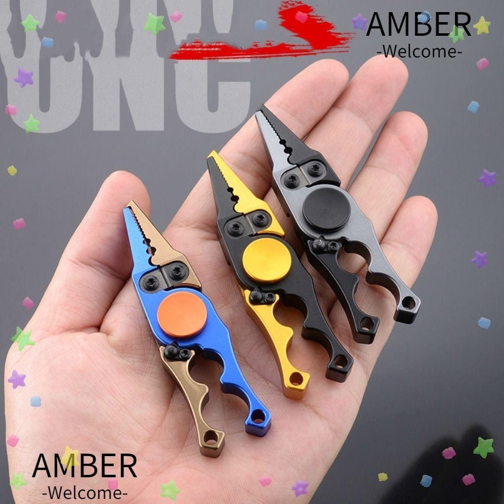 Amber กรรไกรตัดสายเบ็ดตกปลา อลูมิเนียมอัลลอย อเนกประสงค์ สีทอง ดํา น้ําเงิน