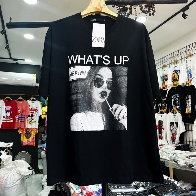 Zara 2024 เสื้อยืดโอเวอร์ไซส์ป้าย zara ผ้า Cotton S-5XL