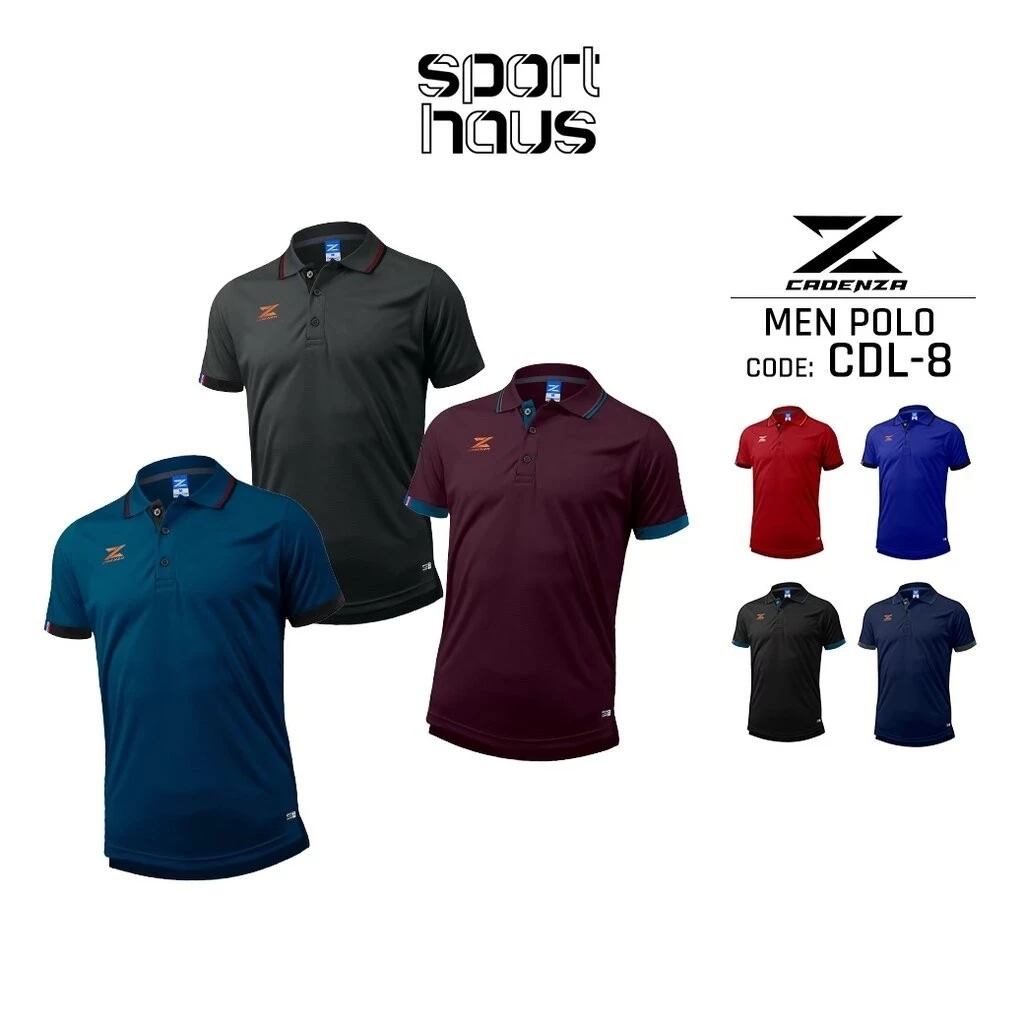 เสื้อโปโลผู้ชาย CADENZA (คาเดนซ่า) รุ่น CDL-8 MEN ใส่บาย สีน้ำเงิน/กรมท่า/แดง/เทา/ดำ/เลือดหมู/เขียว