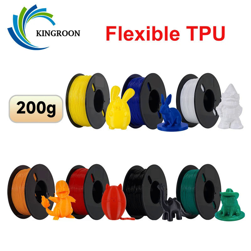 200G 1.75mm TPU Filament Flexible material for 3D Printers 95A 3D Printing Material Black White Red 