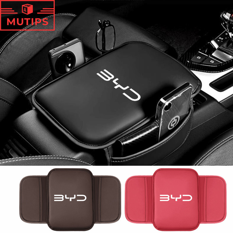 BYD ที่เท้าแขนในรถ เบาะที่เท้าแขนรถยนต์ คอนโซลกลางที่เท้าแขนปก เบาะ พร้อมถุงเก็บ Atto 3 Yuan plus Song Plus Dolphin Mini Seal U Han EV