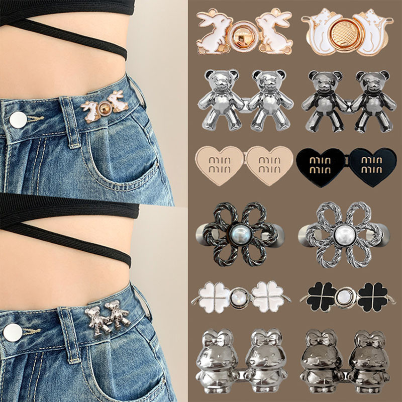 ชุด4ของปรับขนาดกางเกงยีนส์เอวหัวเข็มขัดหัวเข็มขัดแฟชั่นสําหรับอุปกรณ์เสริมกระโปรง