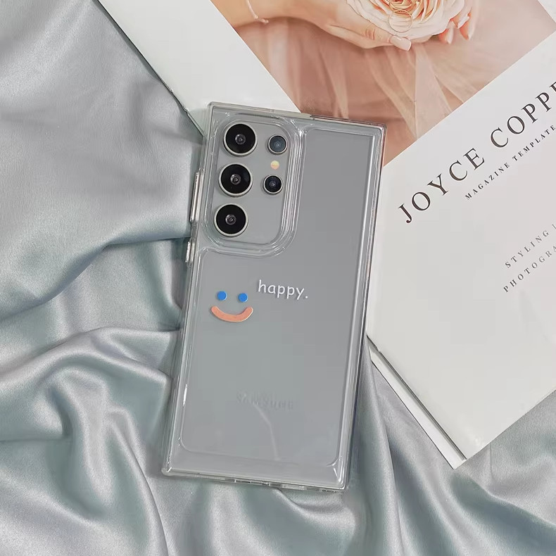 Simple Smile น่ารักกันกระแทกปลอกใสสําหรับ Samsung s22 s22plus ultra Case Girly S23 S23Plus s23fe s24 s24plus s24ultra กระเป๋าสตางค์ปกหลัง