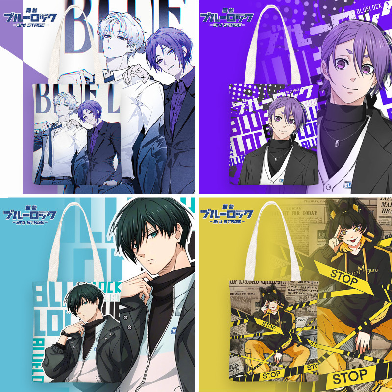 น่ารัก BLUE LOCK กระเป๋าผ้าแคนวาสสะพายไหล่แบบพกพา Simple Class Commuting กระเป๋า