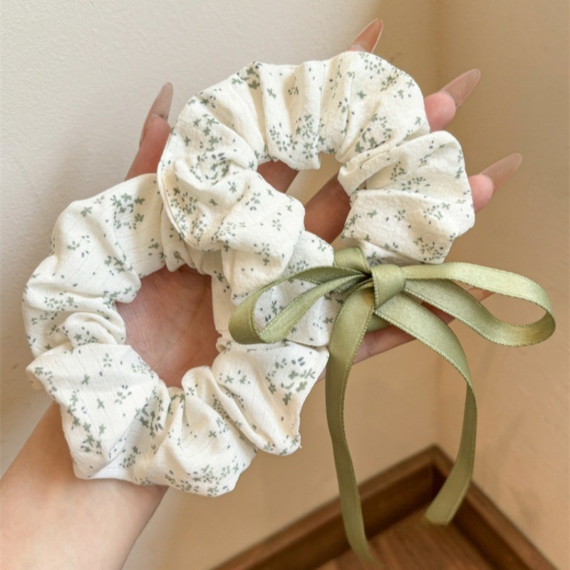 ดอกไม้พิมพ์ Scrunchies ผู้ถือผมหางม้า Hair Ties Headwear เครื่องประดับผม
