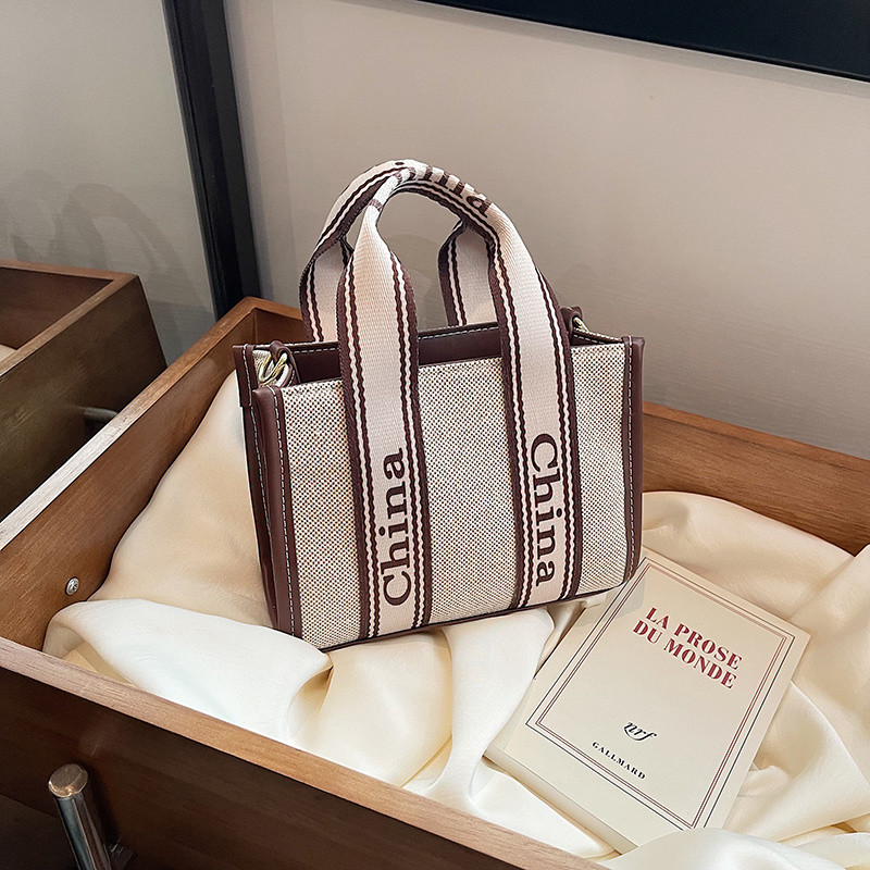 Ins Canvas One-Shoulder Messenger กระเป๋าถือหญิงขนาดใหญ่-ความจุ Commuter Tote Messenger
