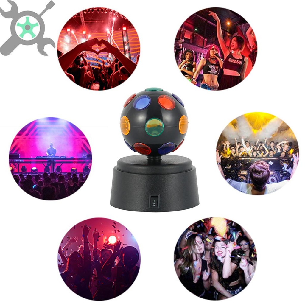 โคมไฟดิสโก้ ลูกบอล RGB ใช้แบตเตอรี่ ขนาดเล็ก สําหรับตกแต่งเวที ปาร์ตี้ดิสโก้ ไฟเวทีบอลแบตเตอรี่ขับเคลื่อนดิสโก้ปาร์ตี้ไฟมินิดีเจลูกไฟกระพริบผล LED Disco Ball Light ไฟLEDหมุนได้360องศา - รูปที่ 5