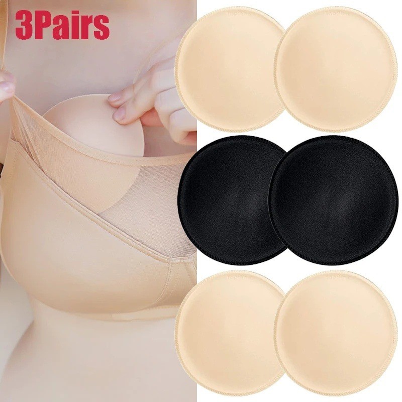 3 คู่ Soft Bra Pad แทรกที่ถอดออกได้สําหรับผู้หญิง Breast Push Up Enhancer กีฬา Bras ถ้วยใส่บิกินี่ชุดว่ายน้ํา