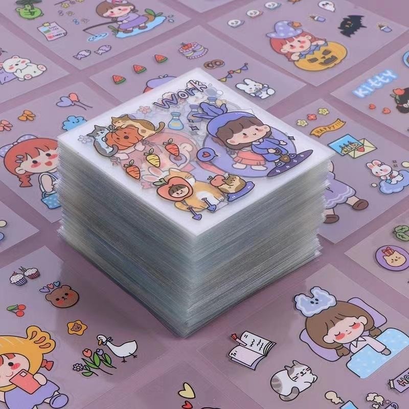 💥 จัดส่งจากประเทศไทย 💥 100แผ่นสติกเกอร์น่ารักทําเองคู่มือวัสดุตกแต่งเด็กถ้วยน้ําสติกเกอร์ใสสัตว์เลี้ยงสติกเกอร์กันน้ํา
