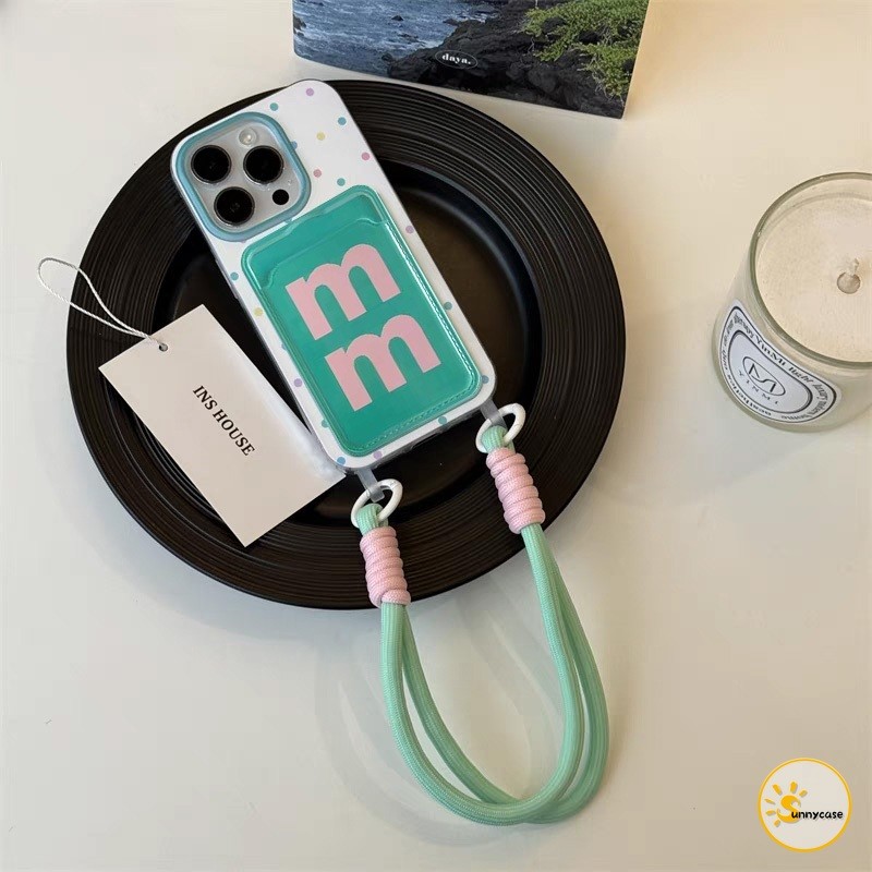 ที่ใส่บัตรพร้อมสายคล้อง เคสขนม M&M's สุดน่ารัก เข้ากันได้กับ IPhone 7Plus 13 11 14 15 12 Pro Max XR 12 Pro X XS Max SE