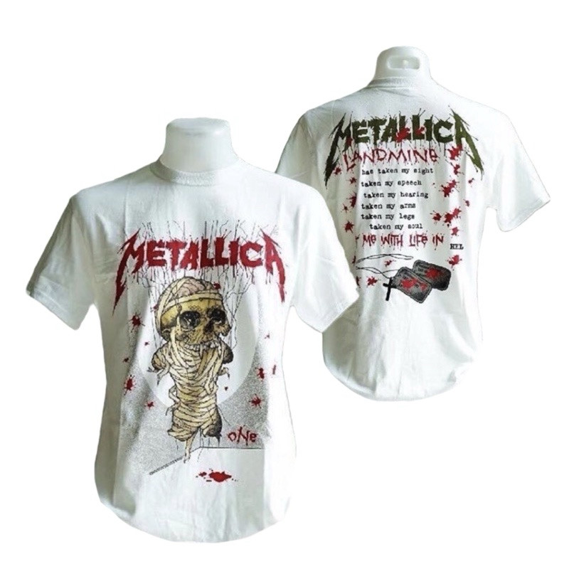 HOt การจัดส่งที่รวดเร็วเสื้อยืดวงดนตรี METALLICA T-SHIRT ลาย ONE LANDMINE (2017) ลิขสิทธิ์แท้ UK (ME