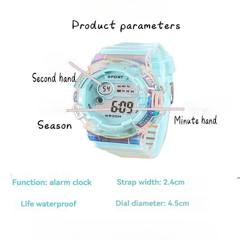 Keglect Kids LED Digital Watch เด็กนาฬิกากันน้ําและป้องกันความดันนักเรียนนาฬิกา Muti-Ftructional พร้อมนาฬิกาปลุก