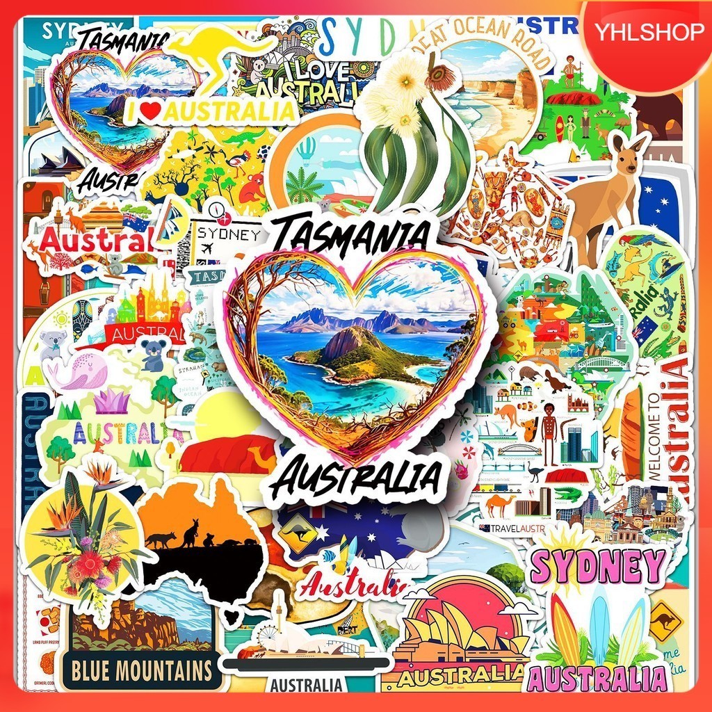 50ชิ้น สติกเกอร์ออสเตรเลีย ท่องเที่ยว Australia Landmark View Travel Sticker พร้อมส่ง