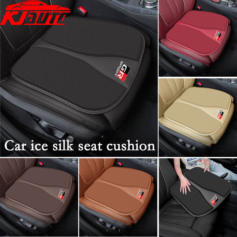 Toyota GR กีฬารถที่นั่ง Breathable Cool ผ้าไหมน้ําแข็งด้านหน้าด้านหลังที่นั่ง Anti-slip เบาะรองนั่งสําหรับ Toyota Vios Raize Wigo Rush Veloz Yaris Ativ Innova Altis Fortuner
