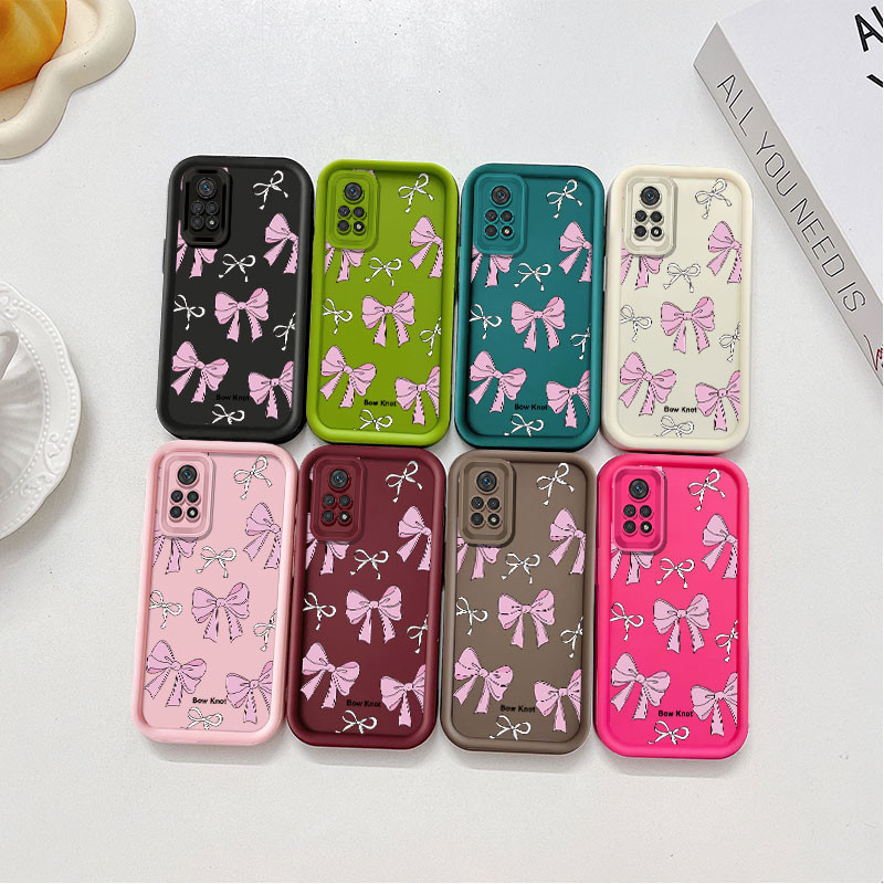 สวยสีชมพูโบว์ปมสําหรับOPPO A57 4G 2022 A53 4G 2020 A7 A5S A79 A93 A94 F11 Reno 4 Reno 5F Realme C20 