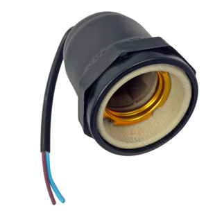 ขั้วหลอดไฟ E27 เฉพาะขั้ว มอก.แท้ 100% กันน้ำ กันฝน ขั้วเซรามิก Bulb Socket 220V สำหรับต่อสายไฟ HLX