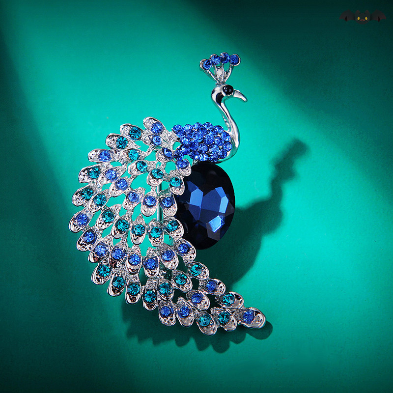 [PE] Rhinestone เข็มกลัดนกยูง Pins เครื่องประดับจัดเลี้ยงของขวัญคริสต์มาสอุปกรณ์เสริม TH