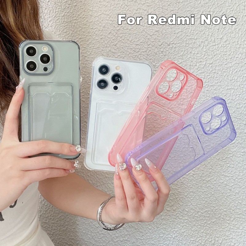เคสใสสำหรับ สําหรับ Xiaomi Mi Redmi Note 7 8 9 9S 10 10S 11 11S 12 12S 13 Pro 5G การ์ดผู้ถือเคสซิลิโคนใส