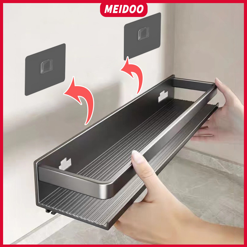 ชั้นวางอะลูมิเนียมของ Meidoo กันน้ำ ไม่เป็นสนิม และสามารถรองรับน้ำหนักได้มาก ไม่ต้องเจาะเพื่อติดตั้ง