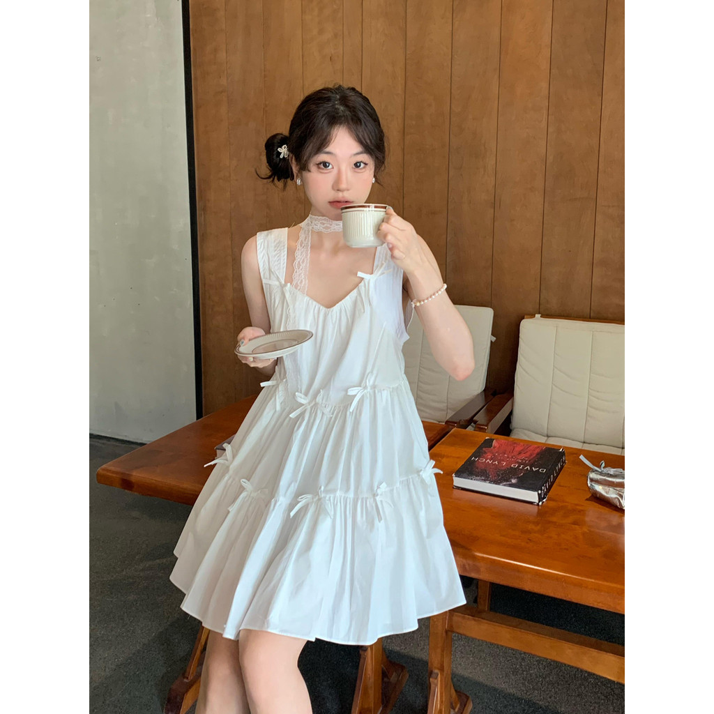 Betty house🌸พร้อมส่ง ชุดเดรสผู้หญิง เดรสสั้นน่ารัก ชุดมินิหวาน โบว์ ดีไซน์จีบหลวม เซ็กซี่แขนกุด รุ่นใหม่ล่าสุด - รูปที่ 6