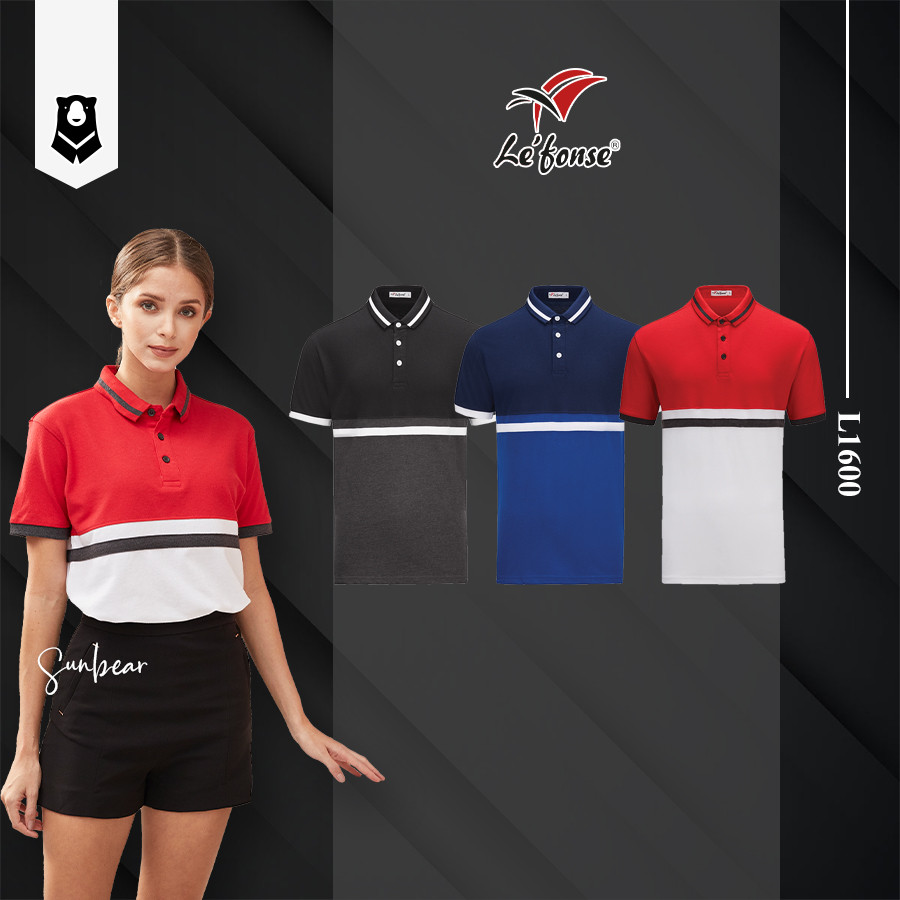 SUNBEAR Lefonse เสื้อยืดผ้าฝ้าย 100% โปโลแขนสั้น Unisex ผู้ใหญ่ 210gsm L1600