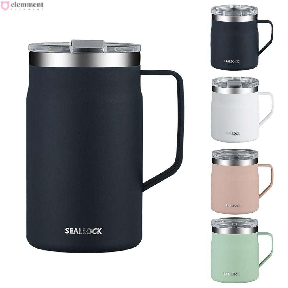 Clemment ถ้วยน้ํา, แก้วกาแฟหุ้มฉนวนสแตนเลส 304 พร้อมฝาปิด Office Double Layer Drinkware