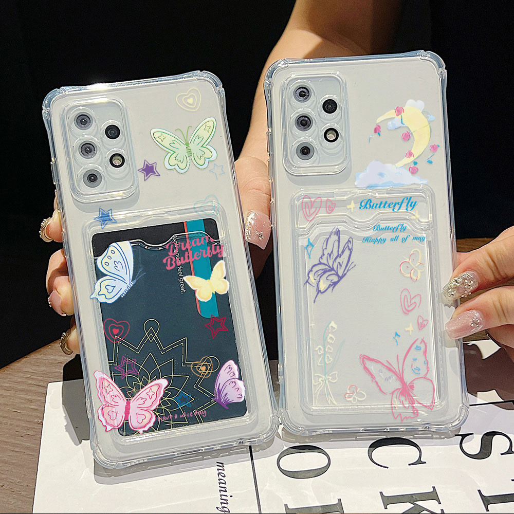 Card Holder อ่อนนุ่มเคส For Samsung S24 Ultra A05 A55 5G A05S A54 A15 A12 A25 A34 A35 A52s A22 A73 A72 A71 A13 A53 A14