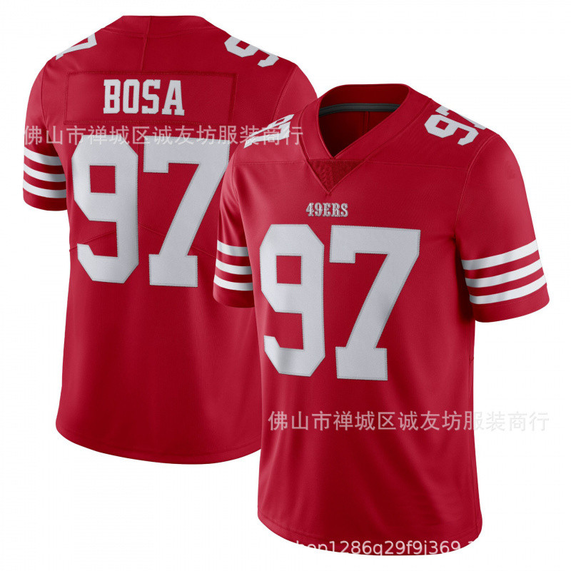 เสื้อรักบี้ NFL 49 คน 97 สีแดง 49ers Nick Bosa Jersey