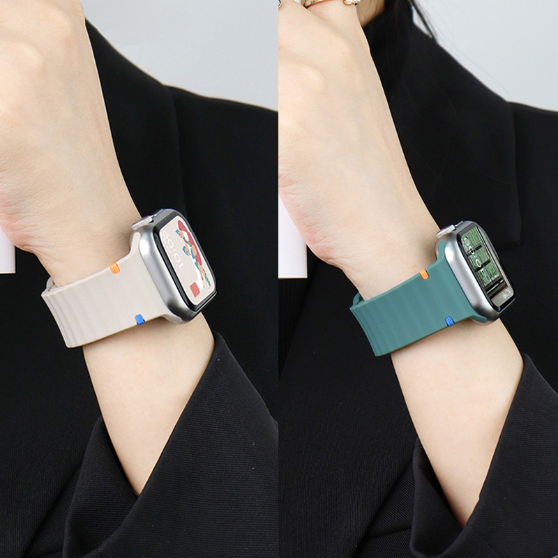 สายซิลิโคนสำหรับ Smart Watch Band Ultra 2.49 มม. 45 มม. 44 มม. 40 มม. 41 มม. 42 มม. สปอร์ตเวฟสร้อยข้อมือสำหรับ iWatch Series 9 8 7 6 SE 5 4