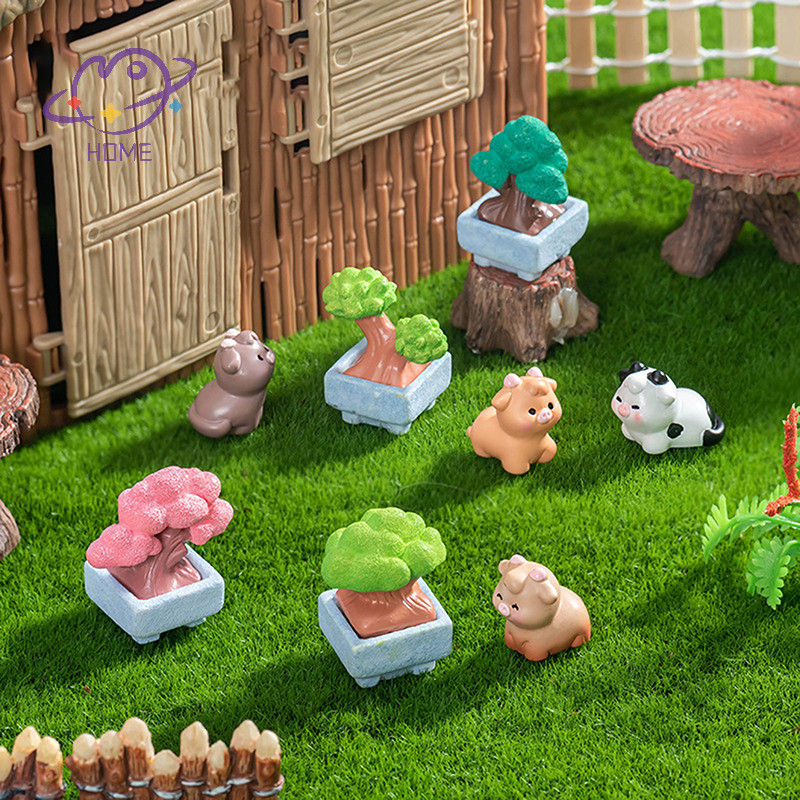 [mayhome] Figurines Miniatures ต้นไม้ขนาดเล็กน่ารักกระถาง Micro ภูมิทัศน์เครื่องประดับสําหรับตกแต่งบ้านอุปกรณ์สํานักงาน {TH}