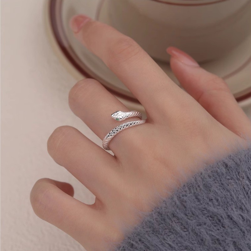 Roselife Street Wear Twining งูเปิดแหวนผู้หญิงผู้ชาย Punk แฟชั่น Finger Cuff Viper แหวนเครื่องประดับอุปกรณ์เสริม ราคา ถูกที่สุด ดีลบีเคเค แกลเลอรีภาพที่ 6