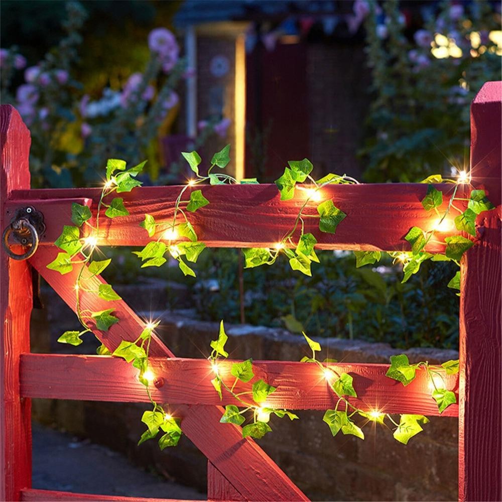CVMAX ประดิษฐ์ Ivy Vine Fairy Light, 2 M-10 M กันน้ําปลอมสีเขียว Leaf String ไฟ, กลางแจ้ง Garland 20/50/100LED งานแต่งงานตกแต่งพืชปลอม Vine ไฟ LED - รูปที่ 7